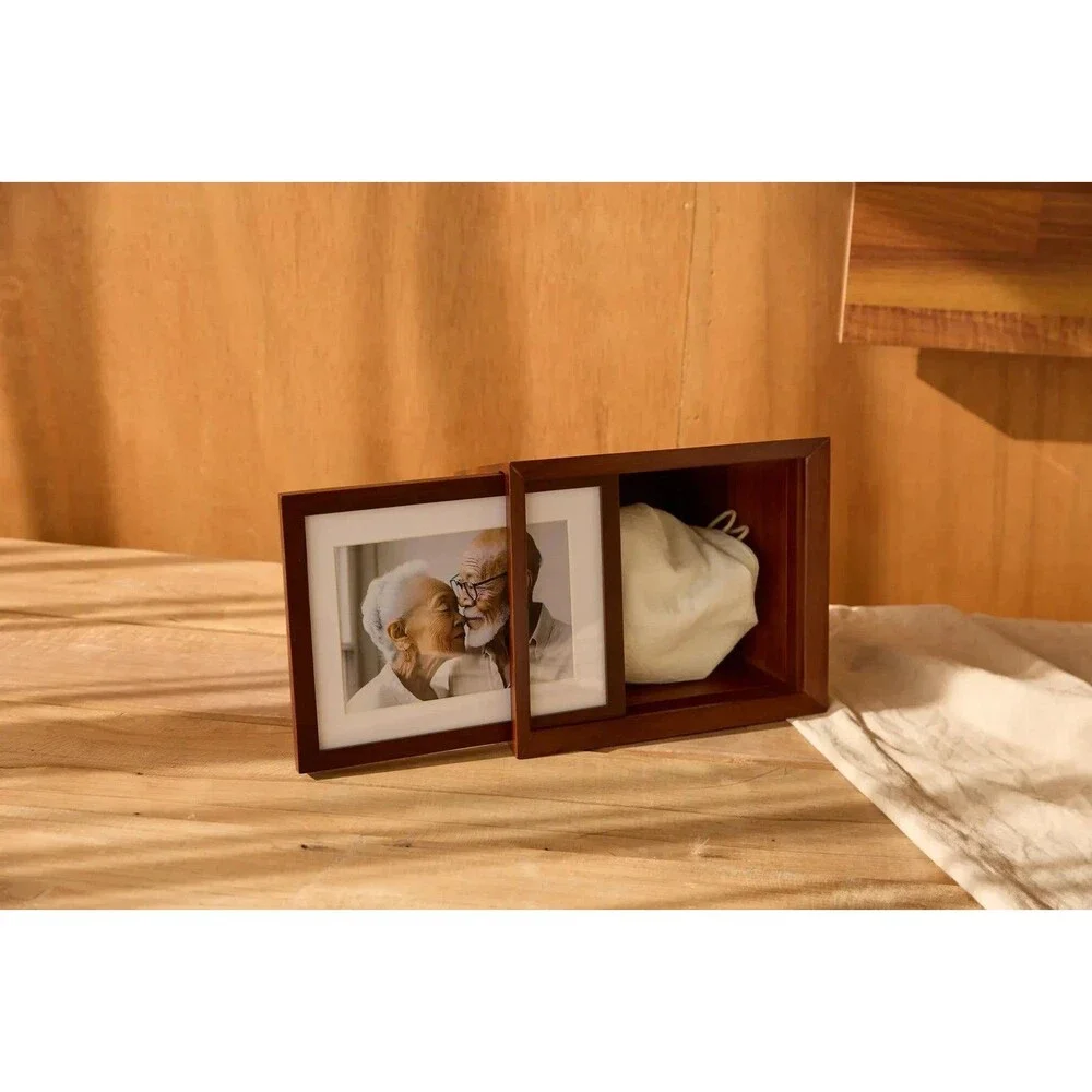 Aspenstudio Walnut Photo Urn for Human Cremation with Picture Frame MSRP $109.99